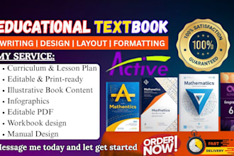 design and format educational textbook, curriculum plan, book layout, workbook