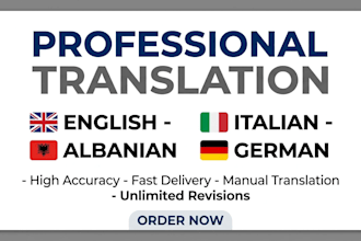 translate english to albanian italian or german