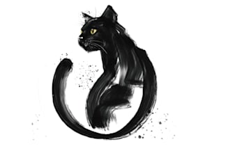 design creative immortalize beloved black cat tattoo logo