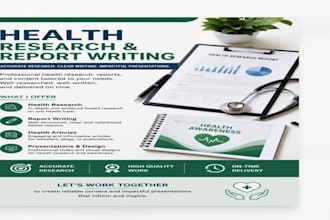 write professional health research, reports, and design presentations