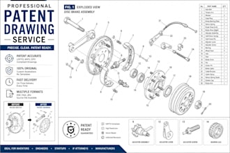 create uspto patent drawings, patent illustrations for utility and design patent