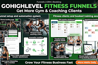 build gohighlevel fitness gym sales funnel, booking funnel, crm automation