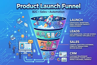 build product launch sales funnel with crm setup and payment integration for b2c