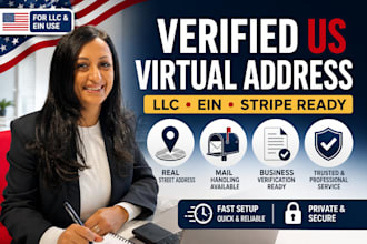 provide verified virtual address for llc, ein, and stripe business verification