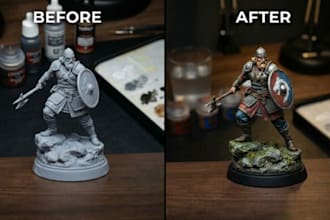 3d print and hand paint resin miniatures, figurines, and tabletop models in high