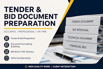 format and organize tender proposal and bid documents