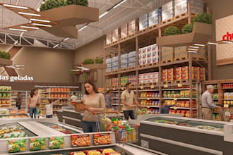 do interior design for retailstore restaurant office supermarket grocery store