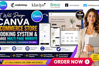 canva ecommerce store booking system large complex multi page website design