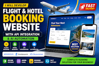 develop flight and hotel booking website API integration ai automation