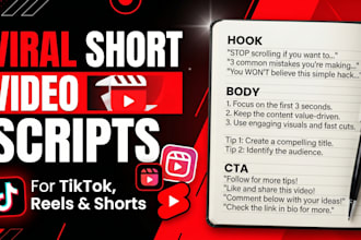 write viral short video scripts for tiktok reels and shorts
