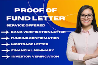 create proof of funds letter, bank style letter and financial verification