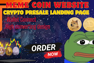 design meme coin website, memecoin presale landing page with wallet connect