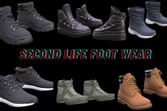 model 3d footwear sneakers boots heals tech pack for second life sims fivem peds