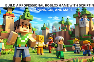 develop complete professional roblox game with scripting, weapons, gui and maps