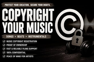 prepare protect and file music copyright registration for song beat instrumental