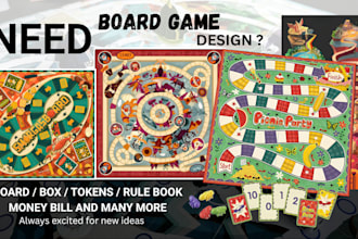design custom board game, card game, tabletop game with mechanics and packaging