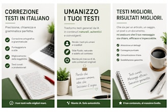 la revisione e correzione dei tuoi testi in italiano per renderli naturali