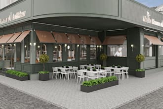 design modern 3d bakery cafe interior and coffee shop rendering
