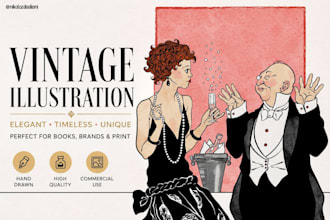 create vintage art deco illustrations for any purpose