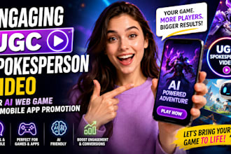 create engaging ugc spokesperson video for ai web game or mobile app promotion