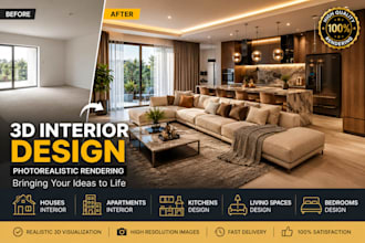 create photorealistic 3d interior visualization for houses, apartments and rooms