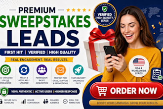 provide premium first hit sweepstaks leads, valid leads for USA or any country