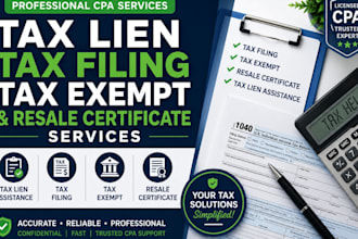 assist with tax lien, tax filing, tax exempt and resale certificate services