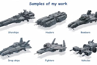 draw spaceship concept art or design a starship or scifi vehicle