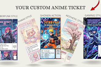 design a custom anime concert ticket gift voucher or event pass