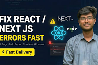 fix react js, next js and nodejs bugs and website errors