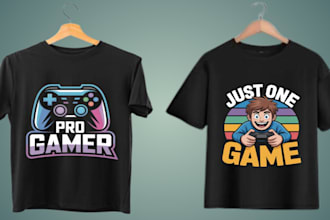 gaming and typography retro tshirt design for teespring
