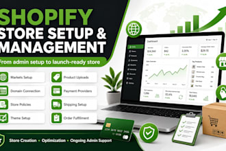 professionally setup your shopify store from admin to launch
