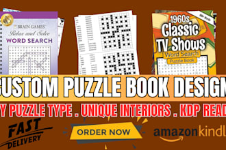 design KDP puzzle books, word search, sudoku, maze, crossword and activity book