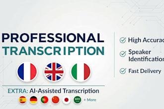 transcribe your audio or video in english, french, italian or any language