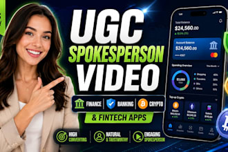 create ugc spokesperson video for finance app, banking, crypto and fintech apps