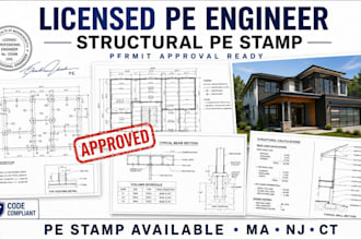licensed structural engineer pe stamp for massachusetts, new jersey, connecticut