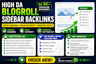 create high da blogroll, sidebar, and homepage dofollow backlinks