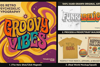 design a vintage 70s psychedelic logo for your brand