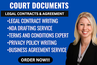 write legal contracts, agreements, terms and conditions