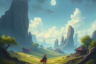 2d game parallax background and environment concept art, fantasy dnd book artist