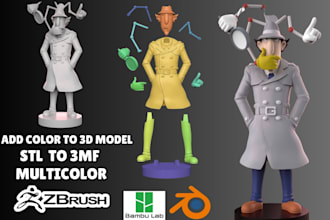 add color to 3d model, convert stl to multicolor 3mf, split parts bambu lab