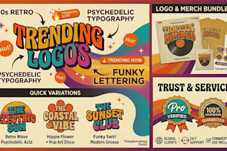 create a groovy, funky, and retro 70s wordmark logo