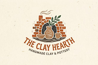design a handmade clay and pottery logo for your brand