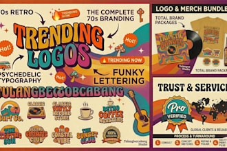design a 70s retro, hippie, and psychedelic typography logo