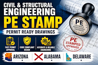 do civil and structural engineering, pe stamp for arizona, alabama, delaware
