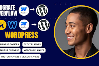 migrate webflow design to wordpress for photographers and videographers