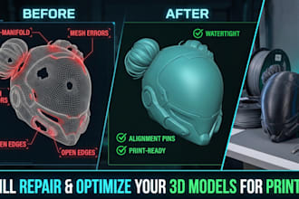 provide functional 3d modeling, stl repair, and slicing for 3d printing