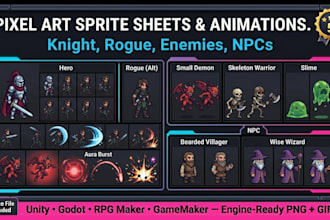 create pixel art sprite sheet character animation for indie game unity godot rpg