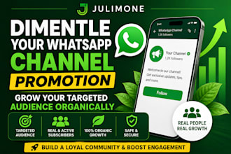 dimentle your whatsapp channel promotion,grow your targeted audience organically