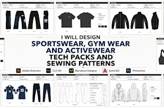 design sportswear, gym wear and activewear tech packs and sewing patterns